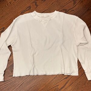 Casual Cream Long Sleeve Crewneck Sweatshirt